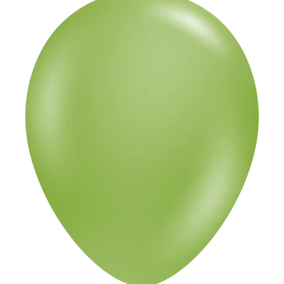 A single green balloon with a smooth surface.
