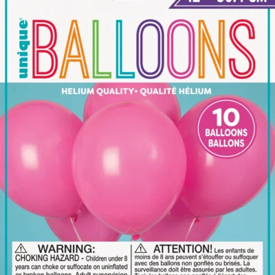 A pack of 10 pink helium balloons.