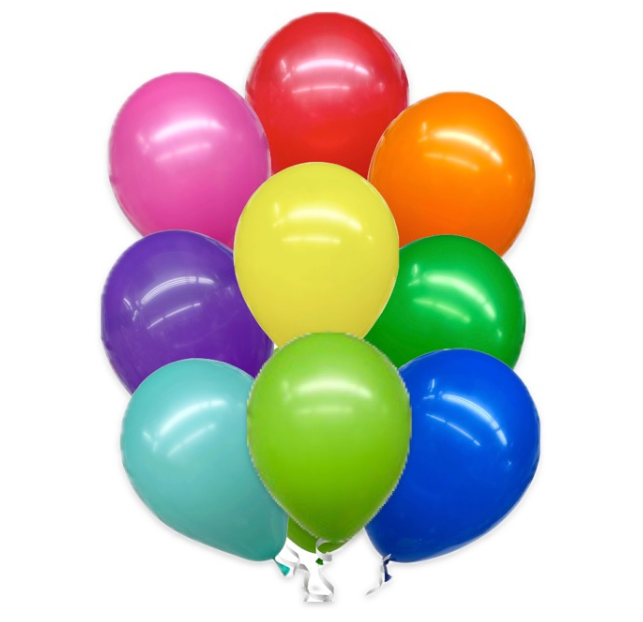 A bunch of colorful balloons arranged together.